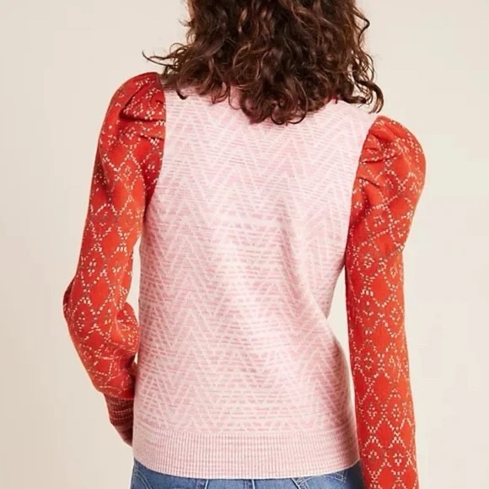 Anthropologie Pink and Red Knit Sweater - Picture 4 of 11
